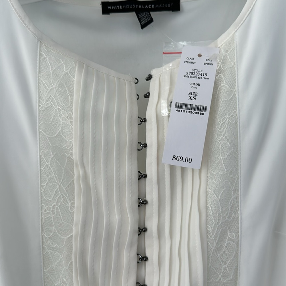 WHBM 🌸 corset fasten henley tank blouse nwt - Picture 2 of 5